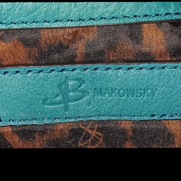 B Makowsky Leather Turqoise Bag - Picture 9 of 10